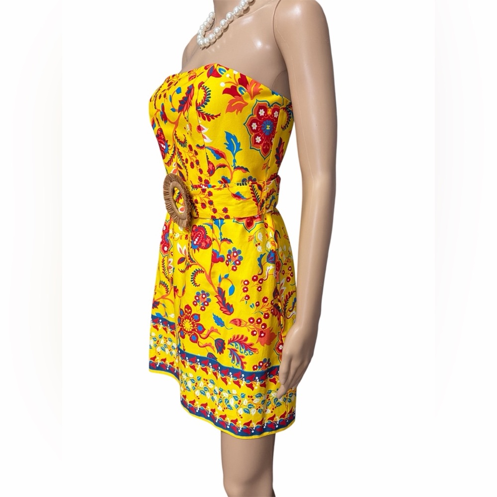 NWT Adrianna Papell Women's Sz 2 Cotton Printed O-Ring Strapless Cocktail Dress - Picture 5 of 13
